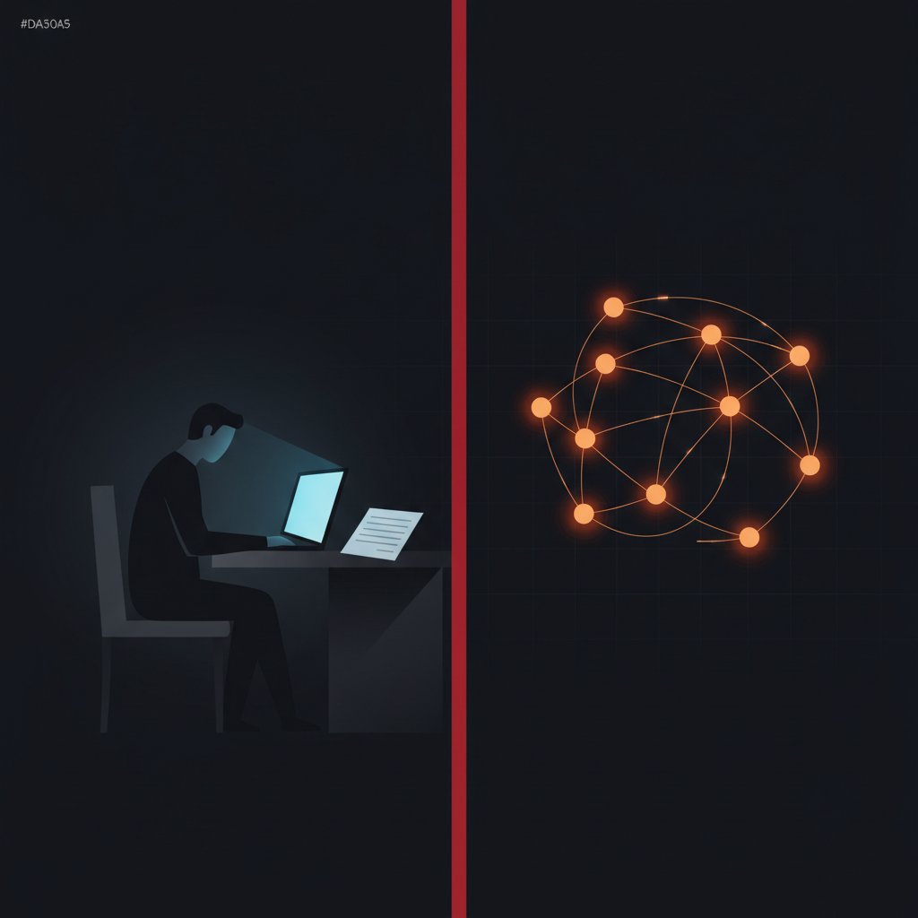 Split-screen showing Jasper's single-writer model vs a multi-agent platform's 9 coordinated agents